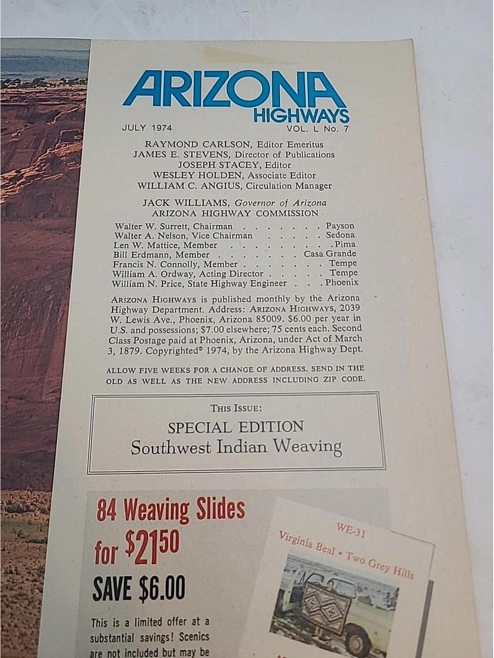 Vintage Arizona Highways July 1974 Special Ed. Southwest Indian Weaving Magazine - Picture 4 of 8